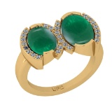 4.82 Ctw SI2/I1 Emerald And Diamond 14K Yellow Gold Vintage Style Wedding Ring