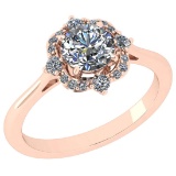 1.18 Ctw VS/SI1 Diamond 14K Rose Gold Vintage Style Wedding Ring