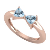 0.90 Ctw Blue Topaz 10K Rose Gold two Stone Ring