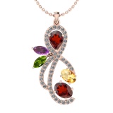 2.96 Ctw I2/I3 Multi Stone And Diamond 10K Rose Gold Necklace