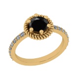 1.53 Ctw I2/I3 Treated Fancy Black And White Diamond 14K Yellow Gold Ring