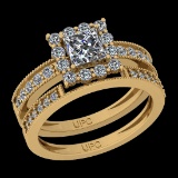 1.54 Ctw VS/SI1 Diamond 10K Yellow Gold Bridal Wedding Set Ring