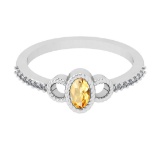 0.59 Ctw I2/I3 Citrine And Diamond Style November Birthstones 14K White Gold Ring