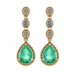 13.83 Ctw SI2/I1 Emerald And Diamond 14K Yellow Gold Earrings