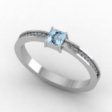 0.50 Ctw SI2/I1 Blue Topaz And Diamond 10K White Gold Ring