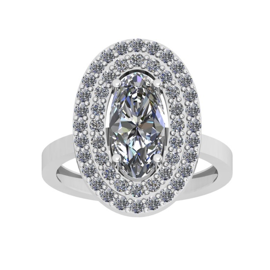 0.70 Ctw VS/SI1 Diamond 14K White Gold Halo Ring