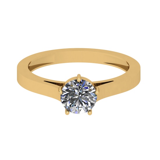 CERTIFIED 0.9 CTW F/VS2 ROUND (LAB GROWN IGI Certified DIAMOND SOLITAIRE RING ) IN 14K YELLOW GOLD