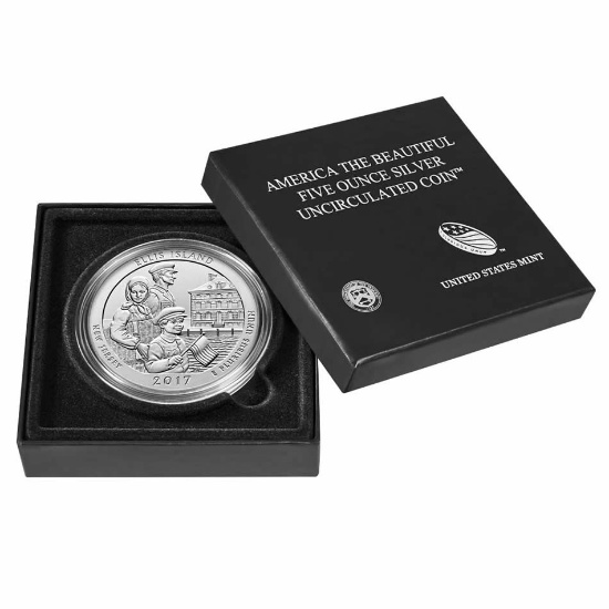 2017-P 5 oz Silver ATB Ellis Island (w Box and COA)