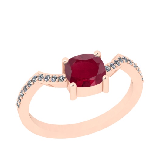 1.12 Ctw SI2/I1 Ruby And Diamond 14K Rose Gold Ring