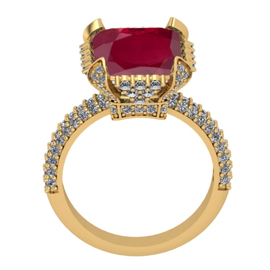 6.25 Ctw VS/SI1 Ruby And Diamond 14K Yellow Gold Cocktail Ring