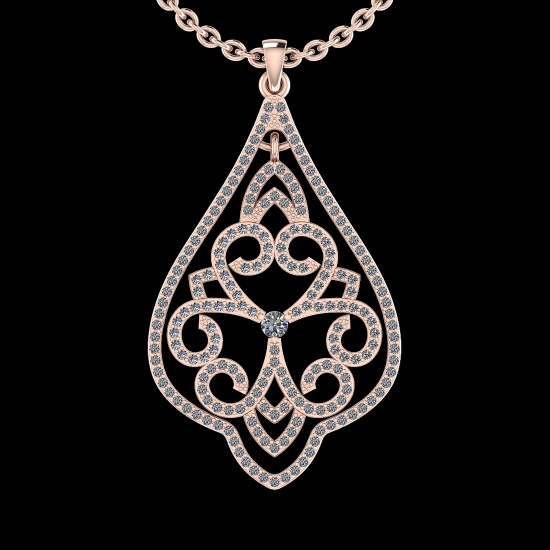 1.03 Ctw SI2/I1 Diamond 10K Rose Gold Victorian Necklace