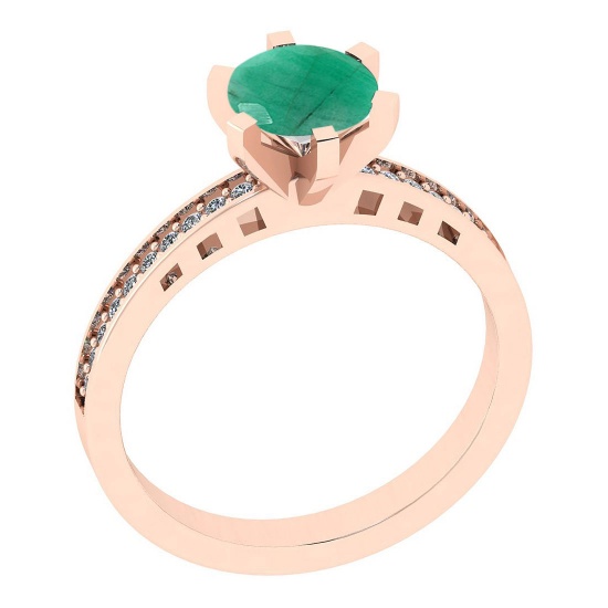 0.39 Ctw SI2/I1 Emerald And Diamond 14K Rose Gold Engagement Ring