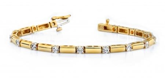 14K YELLOW GOLD 1 CTW G-H I1/I2 DIAMOND AND BAR BRACELET