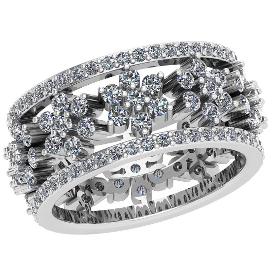 2.47 Ctw SI2/I1 Diamond Style Prong Set 18K White Gold Entrity Band Ring