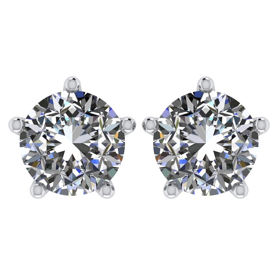 CERTIFIED 0.63 CTW ROUND H/VVS1 DIAMOND (LAB GROWN DIAMOND SOLITAIRE EARRINGS ) IN 14K YELLOW GOLD