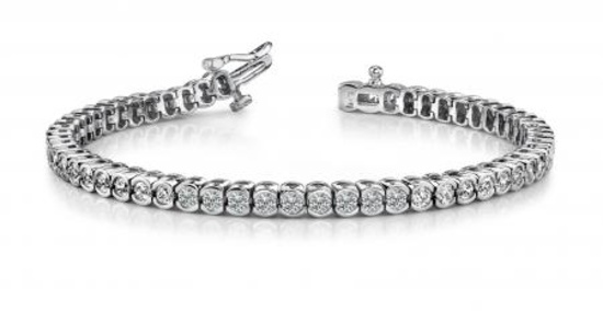 14KT WHITE GOLD 1 CTW G-H VS2/SI1 DOUBLE DIAMOND X LINK BRACELET