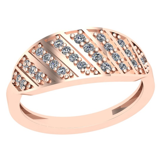 0.32 Ctw SI2/I1 Diamond Style Prong Set 18K Rose Gold Entrity Band Ring