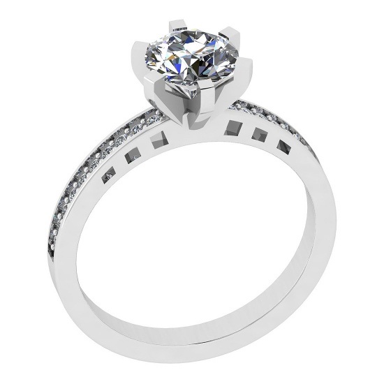 0.42 Ctw VS/SI1 Diamond Style Prong Set 14K White Gold Engagement Ring