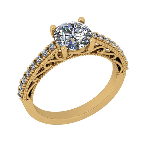 2.15 Ctw SI2/I1 Diamond 14K Yellow Gold Filigree Wedding Ring