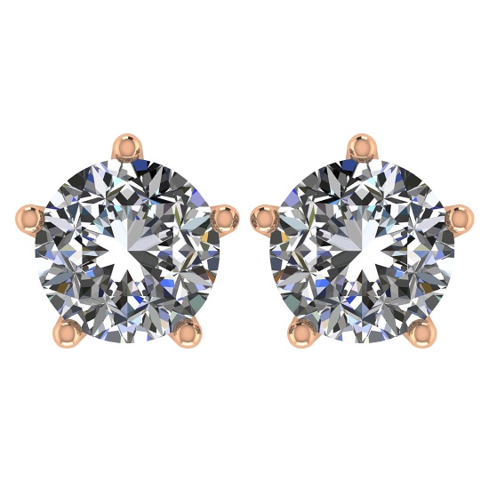 CERTIFIED 1 CTW ROUND H/VVS1 DIAMOND (LAB GROWN IGI Certified DIAMOND SOLITAIRE EARRINGS ) IN 14K YE