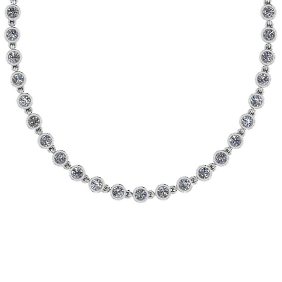 4.04 Ctw SI2/I1 Diamond Style Bezel Set 18K White Gold Necklace