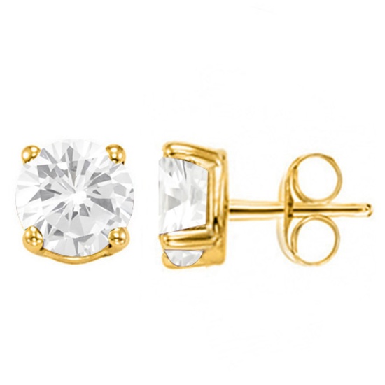 CERTIFIED 0.9 CTW ROUND J/SI2 DIAMOND (LAB GROWN IGI Certified DIAMOND SOLITAIRE EARRINGS ) IN 14K Y