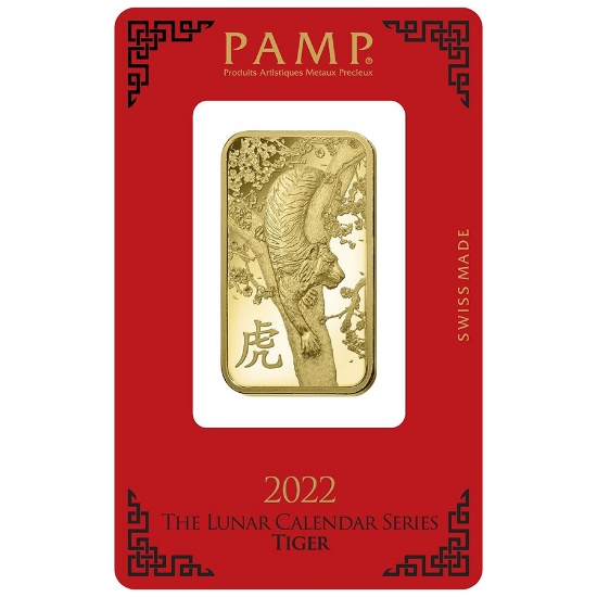 PAMP Suisse One Ounce Gold Bar - 2022 Tiger Design