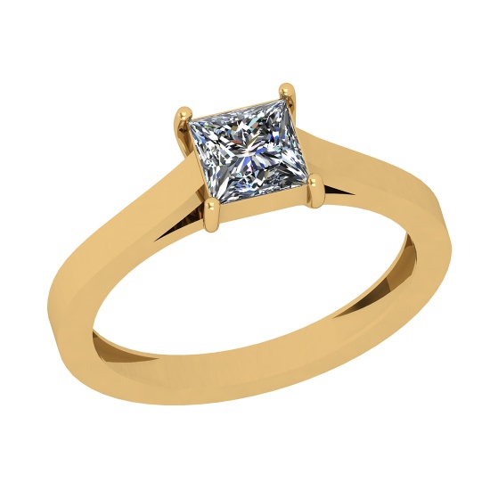 Certified 1.03 CTW (1 Pcs Princess LAB GROWN IGI Certified DIAMOND ) Diamond Solitaire 14k Ring D/SI