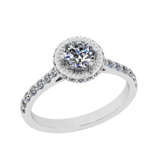 0.90 Ctw VS/SI1 Diamond 14K White Gold Wedding Ring