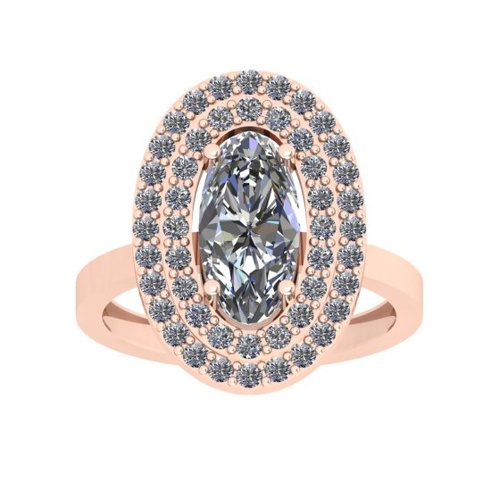 0.70 Ctw VS/SI1 Diamond 14K Rose Gold Halo Ring