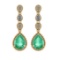13.83 Ctw SI2/I1 Emerald And Diamond 14K Yellow Gold Earrings