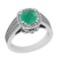 2.49 Ctw VS/SI1 Emerald And Diamond 14K White Gold Cocktail Ring
