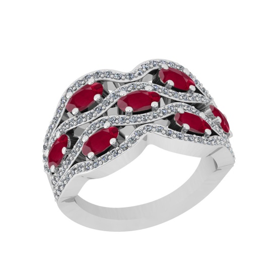 2.42 Ctw VS/SI1 Ruby And Diamond 14K White Gold Vintage Style Ring