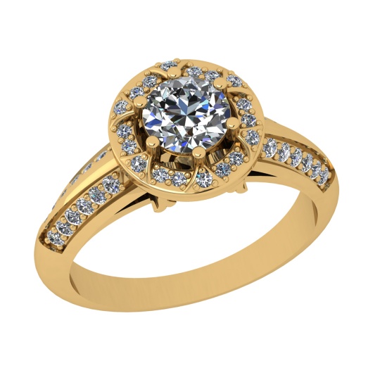 1.15 Ctw SI2/I1 Diamond 14K Yellow Gold Engagement Halo Ring