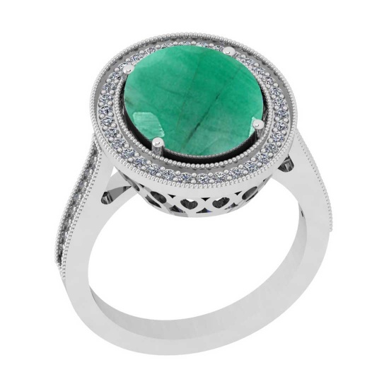 5.10 Ctw VS/SI1 Emerald And Diamond 14K White Gold Engagement Halo Ring