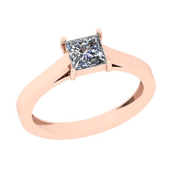 Certified 0.74 CTW (1 Pcs Princess LAB GROWN IGI Certified DIAMOND ) Diamond Solitaire 14k Ring D/SI