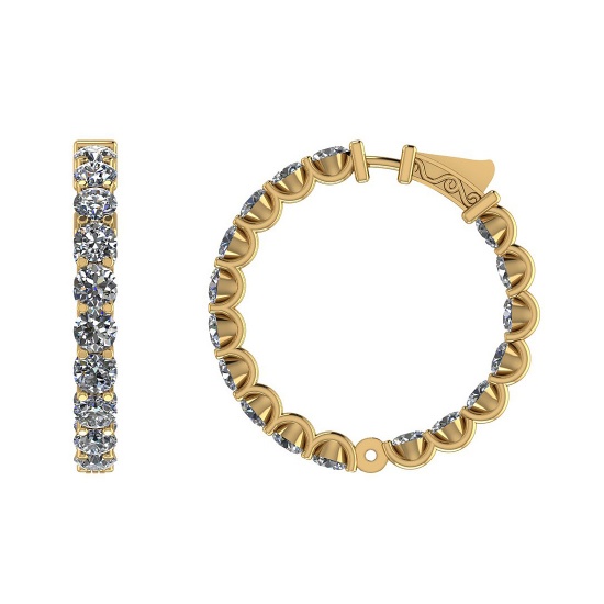 Certified 1.14 Ctw SI2/I1 Diamond 14K Yellow Gold Hoop Earrings