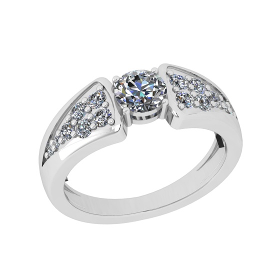 0.88 Ctw VS/SI1 Diamond 14K White Gold Ring