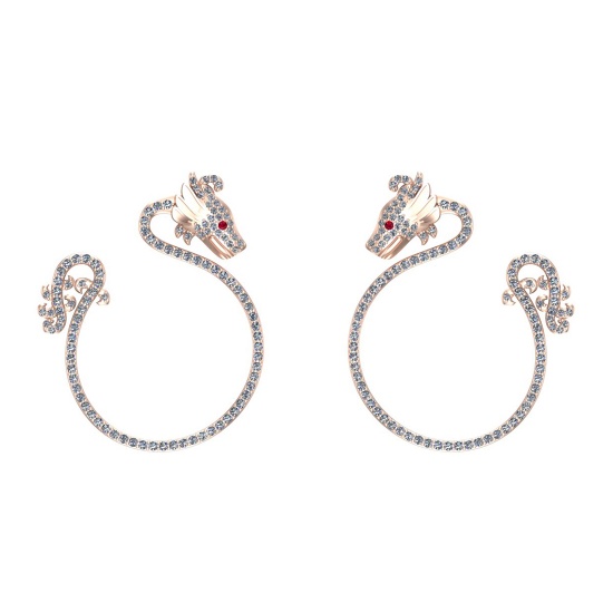 1.81 CtwVS/SI1 Ruby And Diamond 14K Rose Gold Dragon Earrings