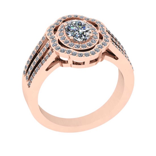 1.22 Ctw VS/SI1 Diamond 14K Rose Gold Engagement /Wedding Halo Ring