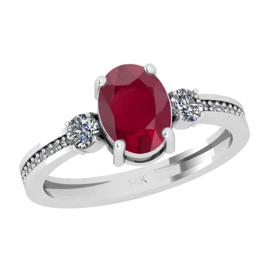 1.25 Ctw VS/SI1 Ruby And Diamond 14K Rose Gold Ring ALL DIAMOND ARE LAB GROWN