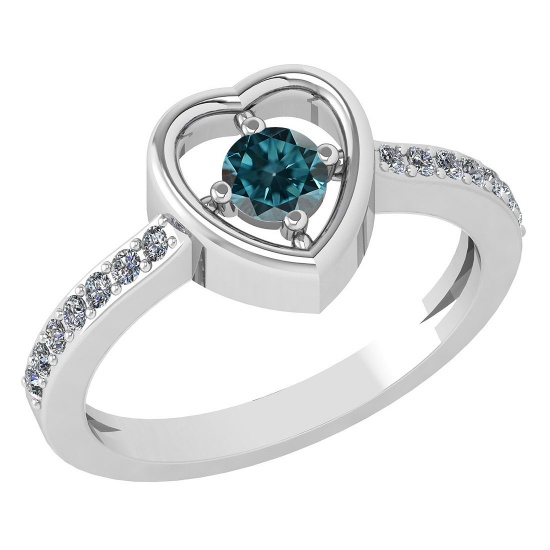 0.33 Ctw Treated Fancy Blue Diamond 14K White Gold Ring