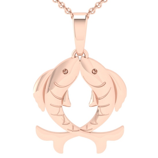 14k Rose Gold Fish /Zodiac symbol Pendant Necklace Weight Approx 5.80 Gram