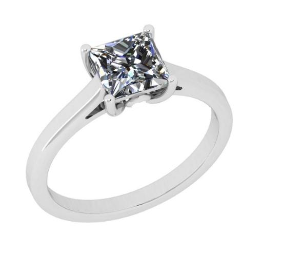 Certified 0.37 CTW (1 Pcs Princess LAB GROWN IGI Certified DIAMOND ) Diamond Solitaire 14k Ring E/SI