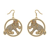 3.12 Ctw VS/SI1 Ruby And Diamond 14K Yellow Gold Animal Hook Earrings