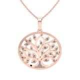 0.41 Ctw SI2/I1 Diamond 14K Rose Gold Tree Pendant Necklace