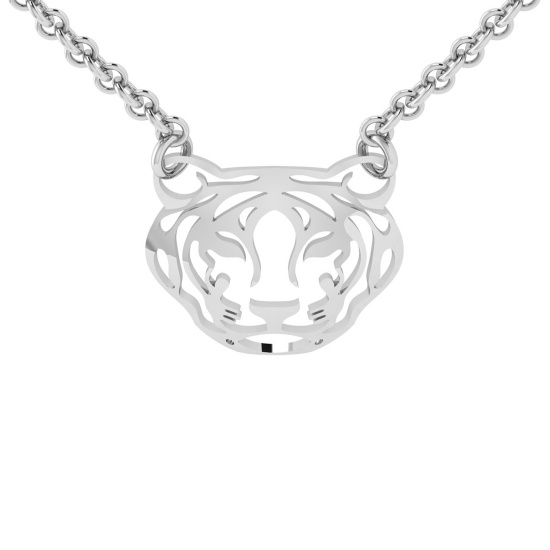 14k White Gold Lion Face Pendant Necklace Gold Weight Approx:- 8.40 Gram