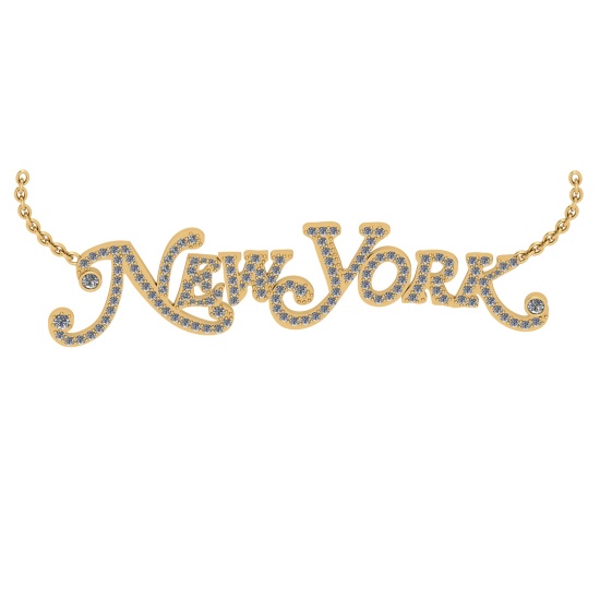 1.16 Ctw SI2/I1 Diamond 14K Yellow Gold Express your Country/ state love New York Necklace