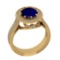 2.55 Ctw VS/SI1 Blue Sapphire And Diamond 14K Yellow Gold Engagement Halo Rig