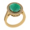 5.10 Ctw VS/SI1 Emerald And Diamond 14K Yellow Gold Engagement Halo Ring